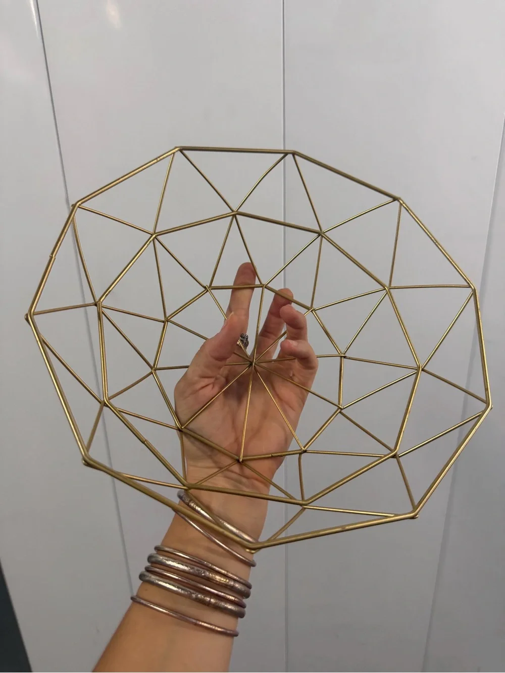 Geometric Metal Wire Fruit Bowl - Gold